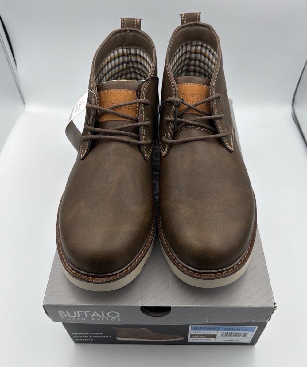 New! Buffalo David Bitton Men’s Chukka Boots – Brown, Memory Foam, Metcalf Sz 13